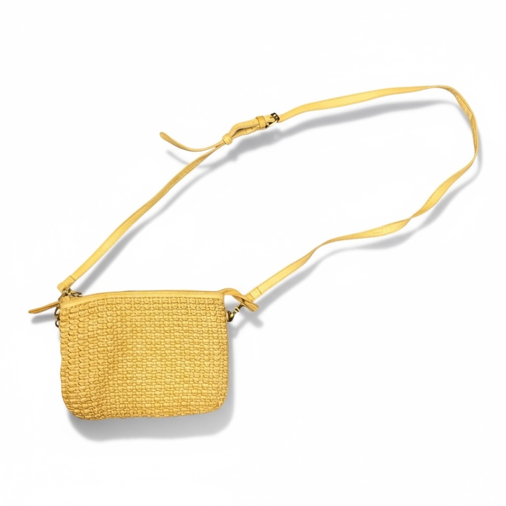 🌼 Valenca Holland‎ Woven Leather Crossbody Bag | Yellow Tan Boho Chic
